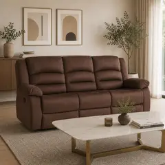 DANIELS - Sofá Reclinable 3 Cuerpos Terciopelo Portavasos Dan -