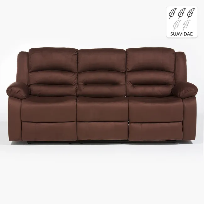 DANIELS - Sofá Reclinable 3 Cuerpos Dan C/Posa Vaso Daniels