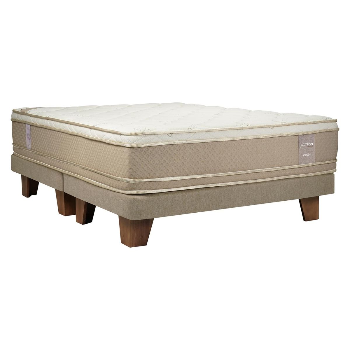 CELTA - Cama Europea Organic Cotton 2 Plazas X 2.00Mt Base Dividida Celta