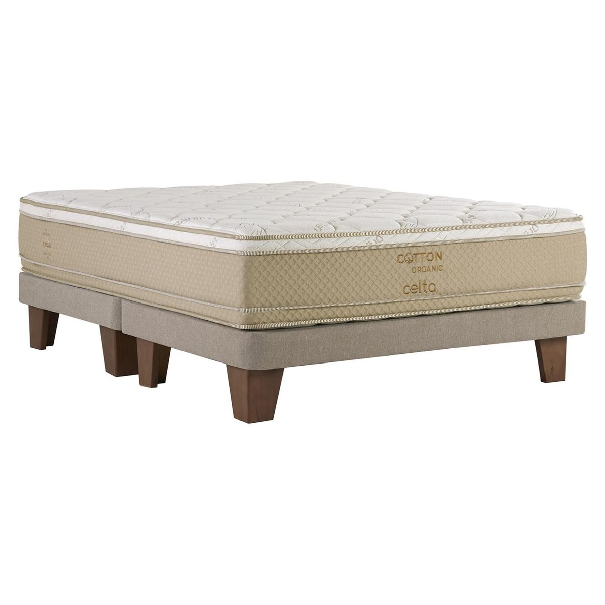 CELTA - Cama Europea Organic Cotton King X 2.00Mt Base Dividida Celta
