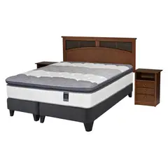 FLEX - Cama Europea Titanium B. King + Respaldo + 2 Veladores