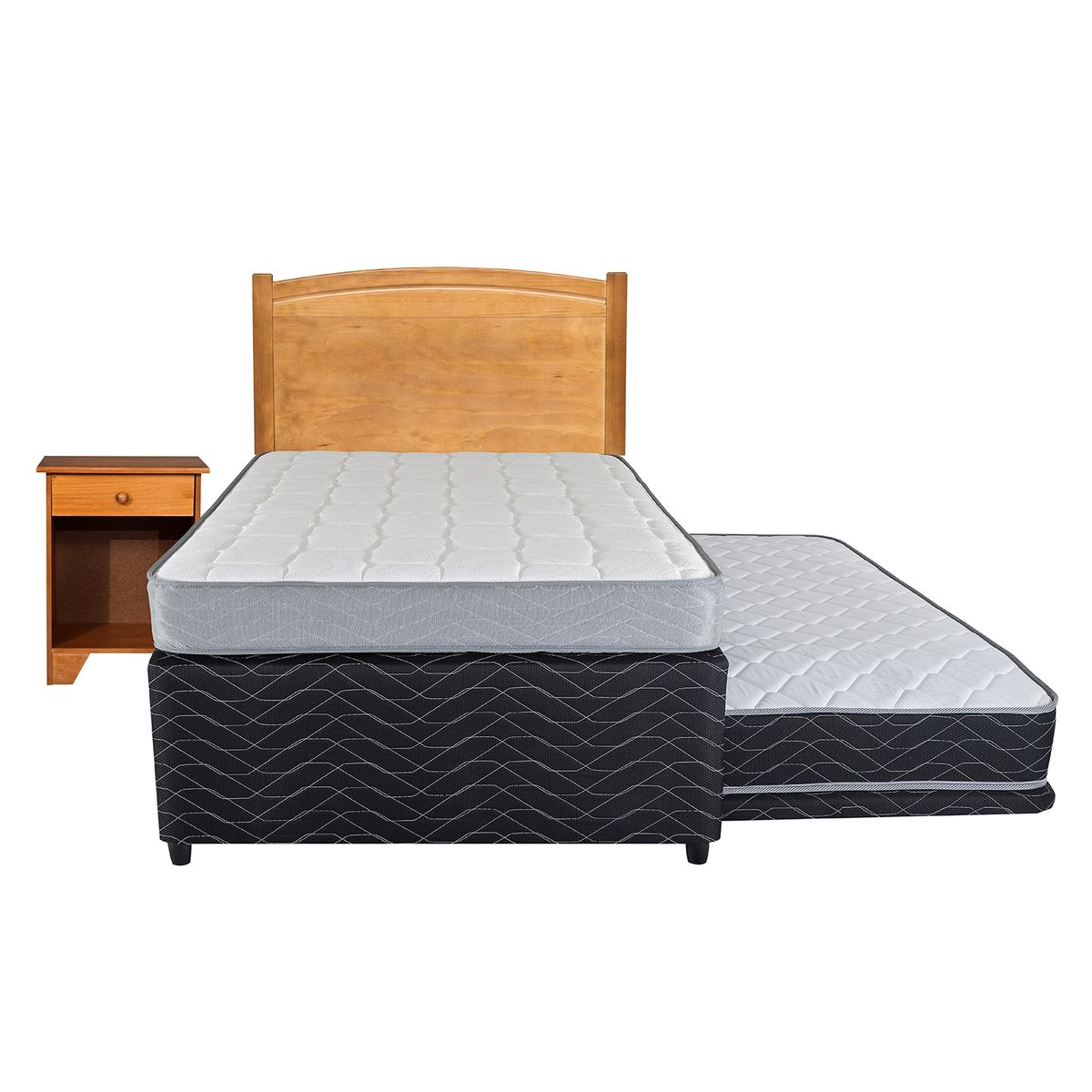 FLEX - Cama Nido Colors Negro Therapedic 1.5 Plazas 105x200 cm + Muebles Arezzo Flex