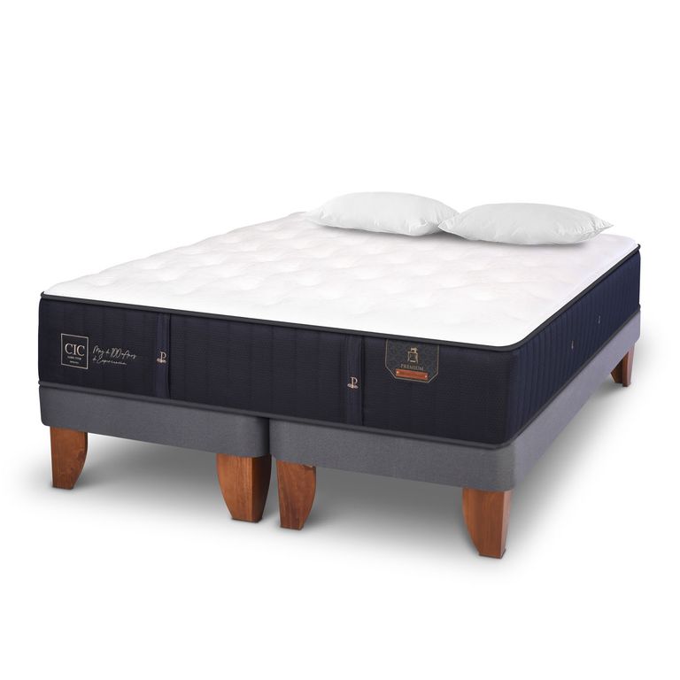 Cama Europea Premium King Base Dividida 180X200 Cm + Almohadas