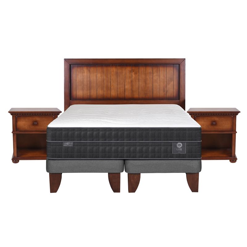 CIC - Cama Europea Lux Super King Base Dividida 200X200 Cm + Muebles Monterrey Cic