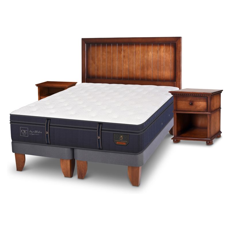 CIC - Cama Europea Grand Premium Super King Base Dividida 200X200 Cm + Muebles Monterrey Cic