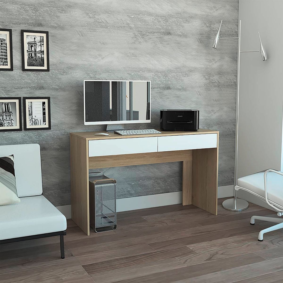 TUHOME - Escritorio Acre Rovere+Blanco Tuhome