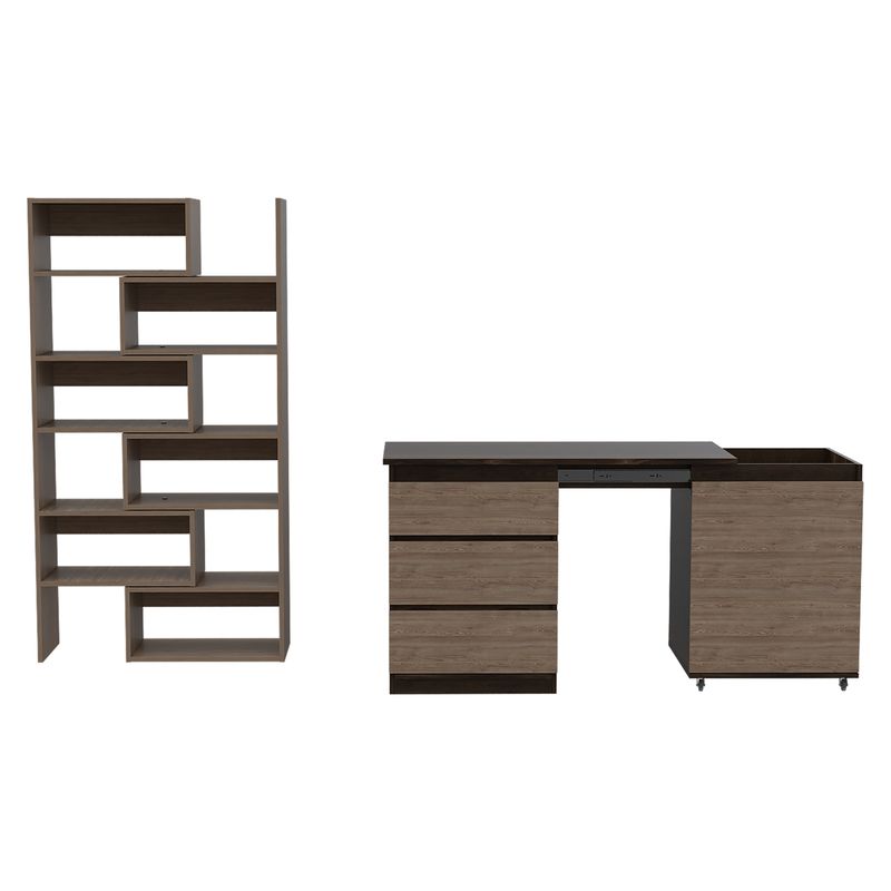 TUHOME - Combo Office Escritorio + Librero Habano Miel Tuhome