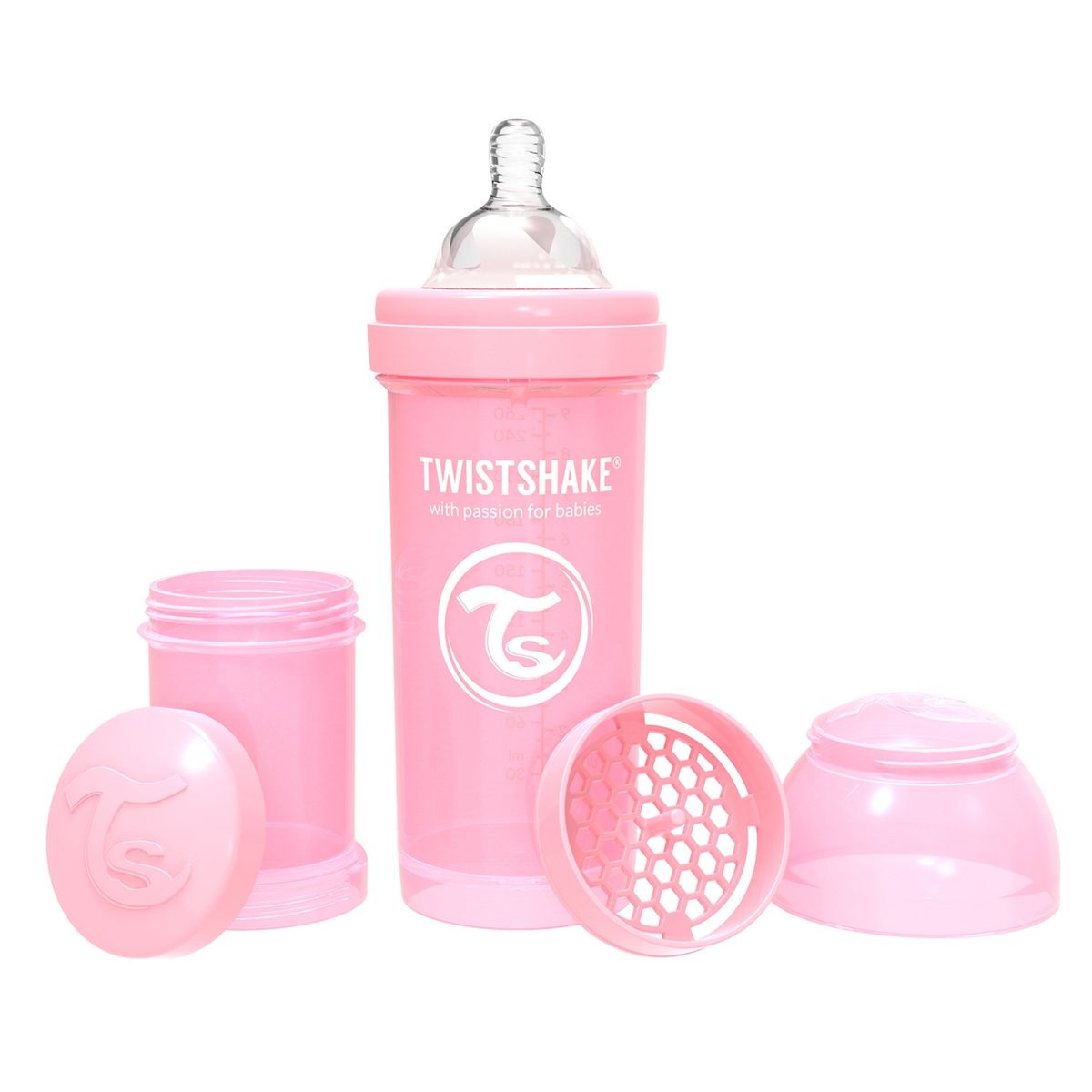 TWISTSHAKE - Mamadera Anti-Cólico 260 Ml Rosado Twistshake