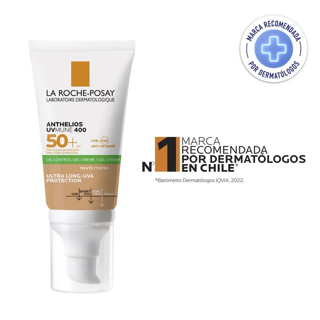 LA ROCHE POSAY - Protector Solar Rostro Anthelios Uv Mune 400 Oil Control Crema Con Color Fps 50+ 50 Ml La Roche Posay