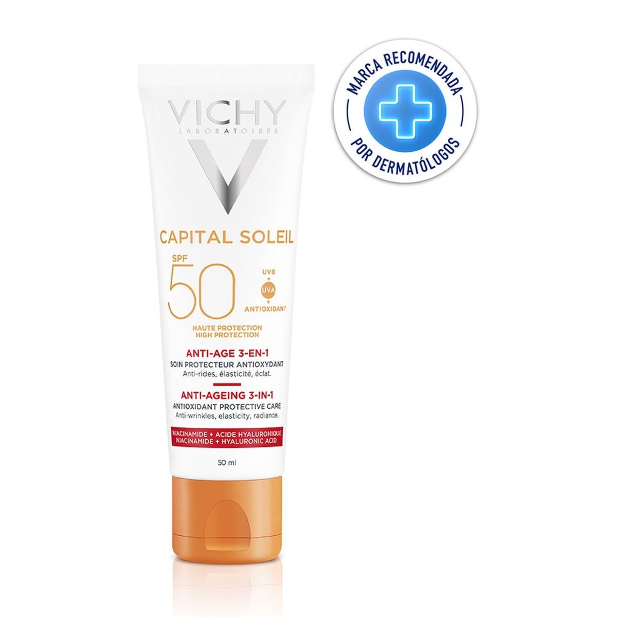 VICHY - Protector Solar Facial Capital Soleil Anti Edad 3 en 1 FPS 50 50 ml Vichy