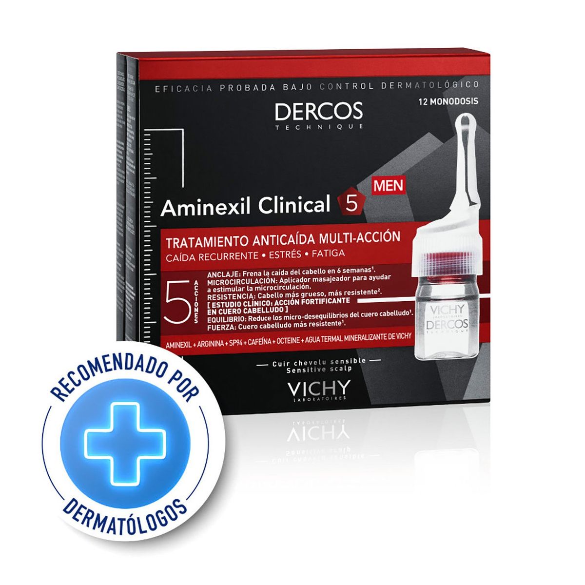 VICHY - Tratamiento Control de Caída del Pelo Hombre Aminexil Pro Ampollas X12 Vichy