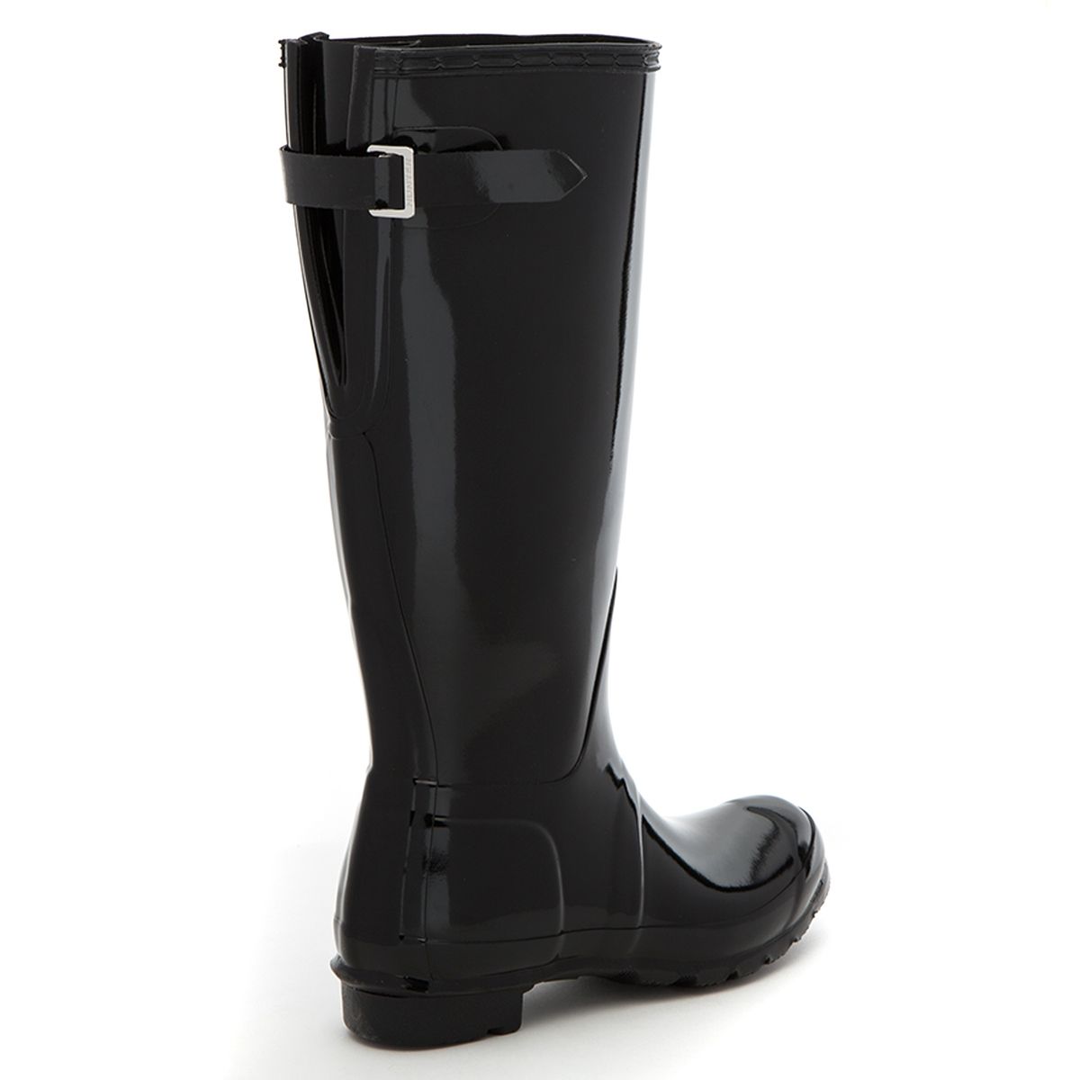 HUNTER - Bota de Agua Mujer Ajustable Atrás Negra Brrillante Hunter