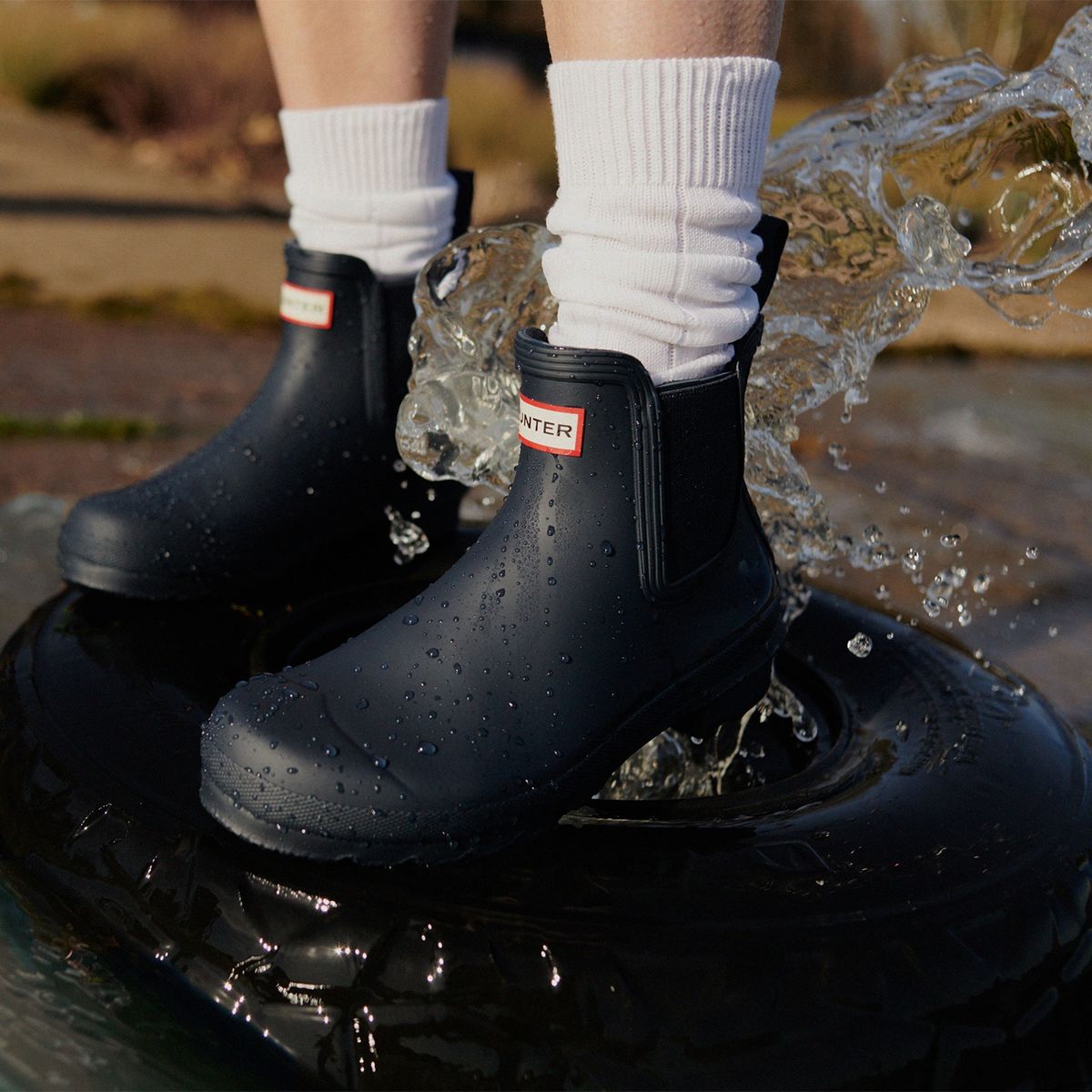 HUNTER - Bota de Agua Mujer Negra Hunter