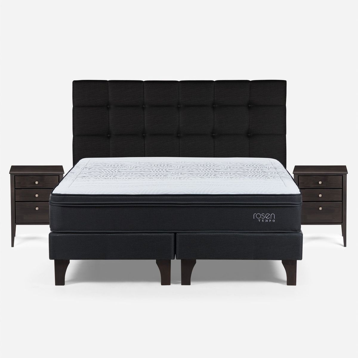 ROSEN - Cama Europea King Tempo Rosen+ Respaldo + 2 Veladores