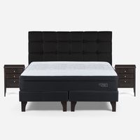 Cama Europea King Tempo Rosen+ Respaldo + 2 Veladores