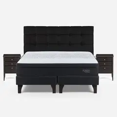 ROSEN - Cama Europea King Tempo Rosen+ Respaldo + 2 Veladores