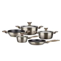 Batería De Cocina Antiadherente Aluminio Champagne 8 Piezas