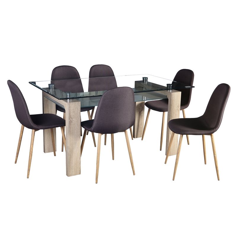 SPAZZIO - Juego De Comedor Prisma Nat 6 Sillas Cross Café Spazzio