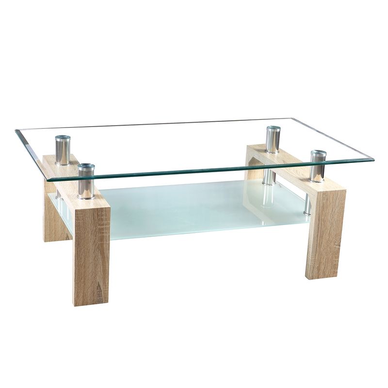 SPAZZIO - Mesa De Centro Prisma Natural Vidrio Rectangular Spazzio