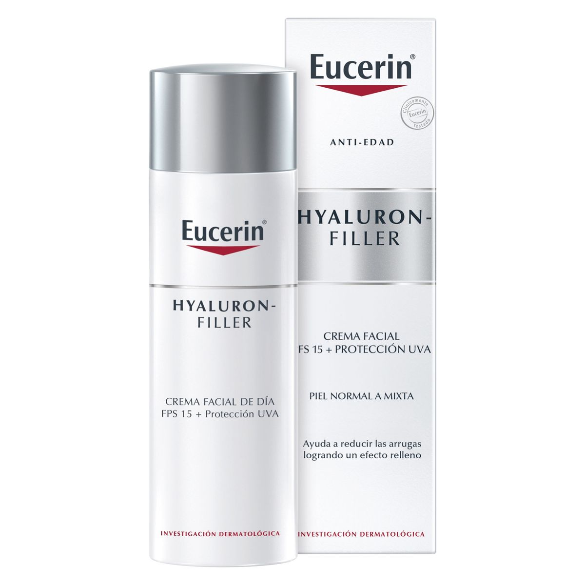 EUCERIN - Hyaluron-Filler + 3x Effect Crema Facial Día Antiarrugas para Piel Normal a Mixta FPS15 50ml Eucerin