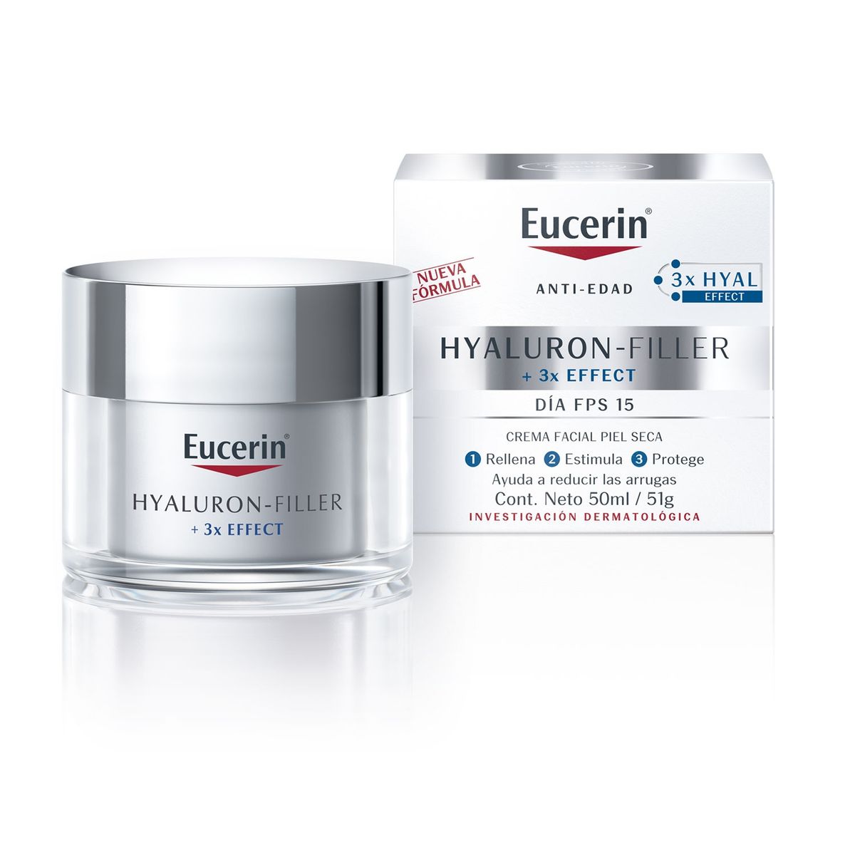 EUCERIN - HYALURON-FILLER Crema Facial de Día Piel Seca Antiarrugas FPS15 50 ml Eucerin