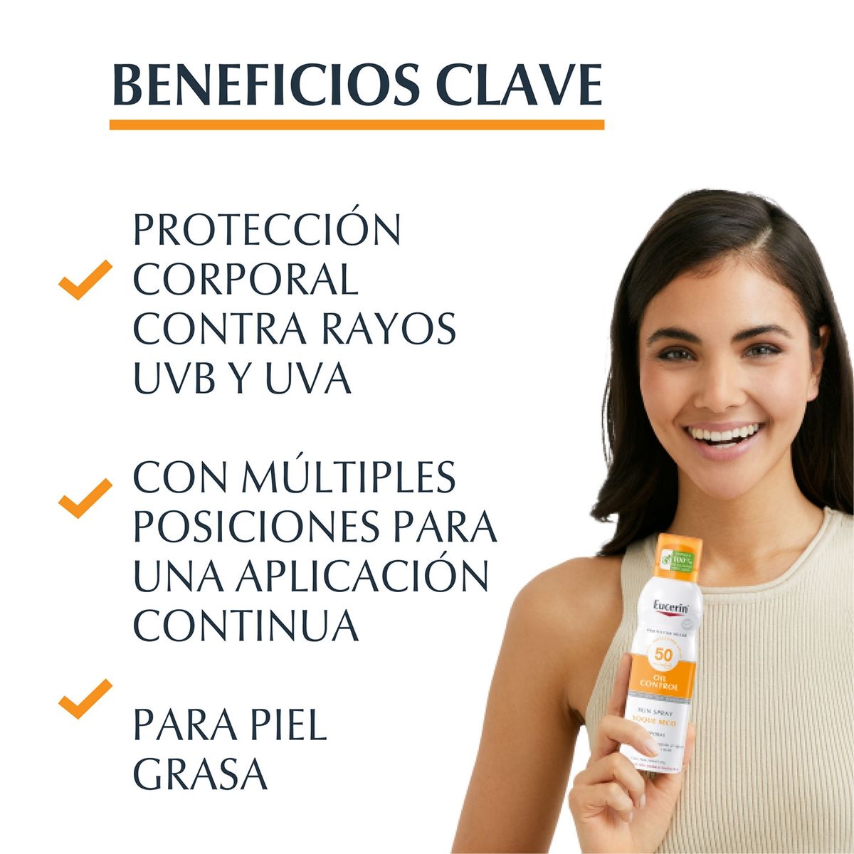 EUCERIN - Protector Solar Corporal Spray Transparente Toque Seco SPF50 200ml EUCERIN