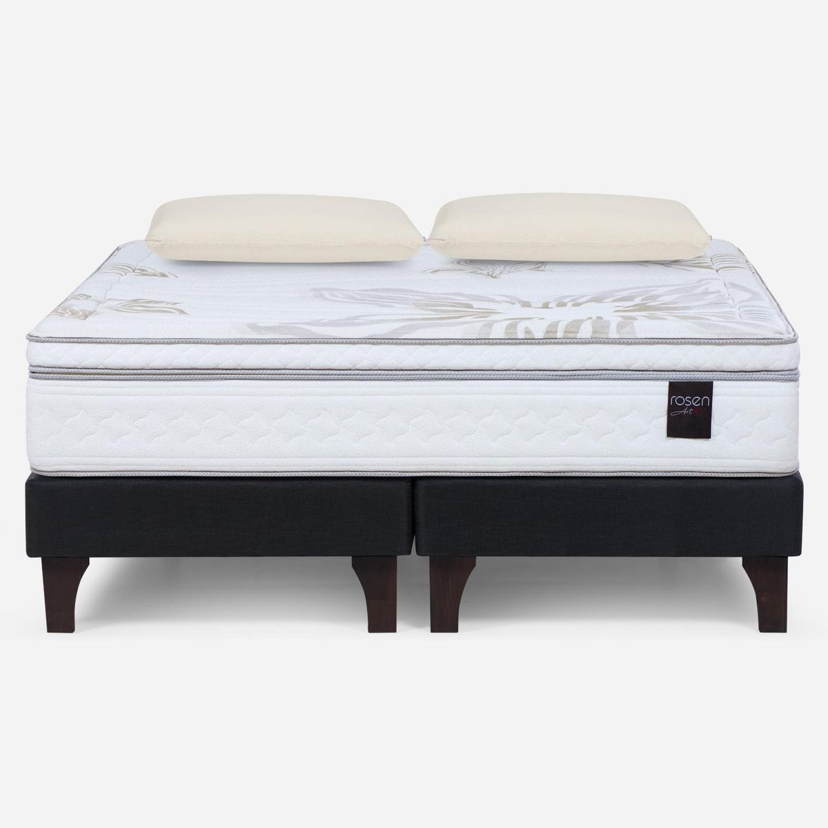 ROSEN - Cama Europea Art 4 2 Plazas Base Dividida 150x200 cm + Almohadas Rosen