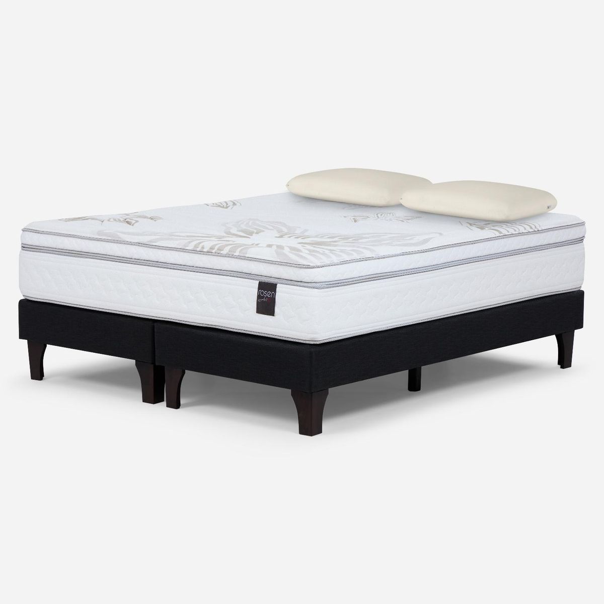 ROSEN - Cama Europea Art 4 2 Plazas Base Dividida 150x200 cm + Almohadas Rosen