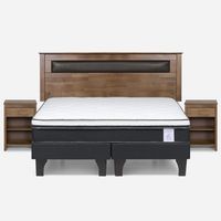Cama Europea New Style 6 King + Respaldo + 2 Veladores