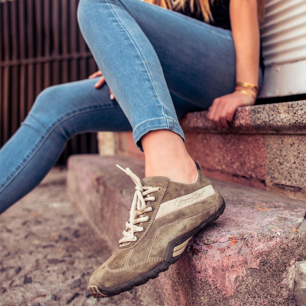 CAT - Iris Hedge Zapatilla Urbana Mujer Cuero Verde Cat