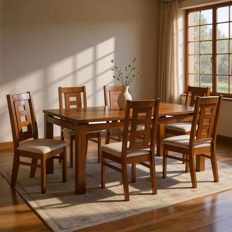 DAGON Juego De Comedor 6 Sillas Roma Beige
