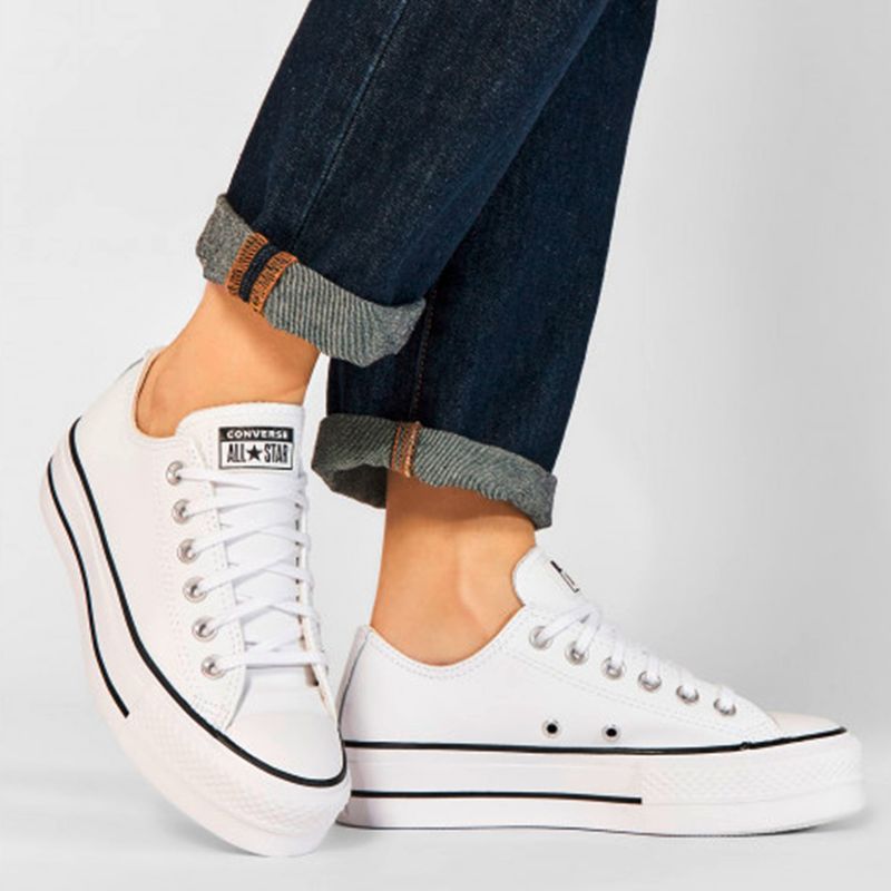 CONVERSE - Chuck Taylor All Star Zapatilla Urbana Plataforma Mujer Cuero Blanco Converse