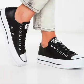 CONVERSE - Chuck Taylor Zapatilla Urbana Mujer Cuero Negro