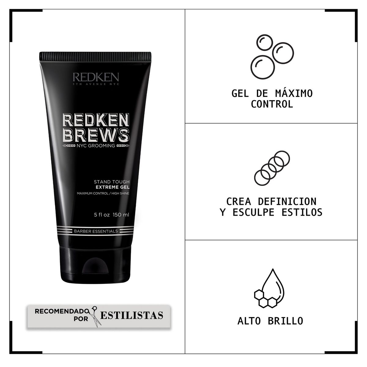 REDKEN - Gel Control Máximo del Cabello Stand Tough Redken Brews 150ml