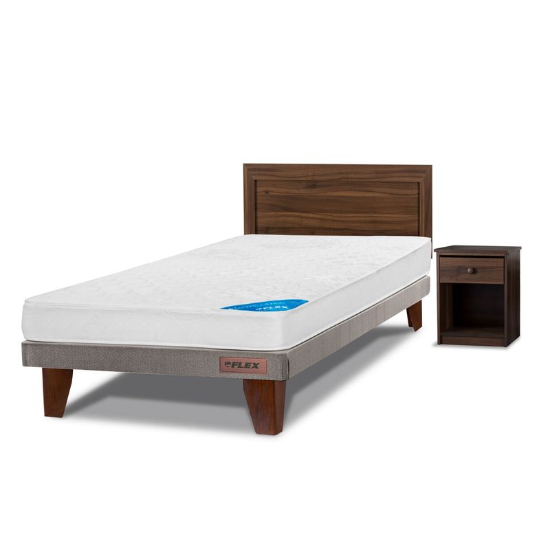 FLEX - Cama Europea New Entree 1.5 Plazas Base Normal 105x200 cm + Muebles Asturias Flex
