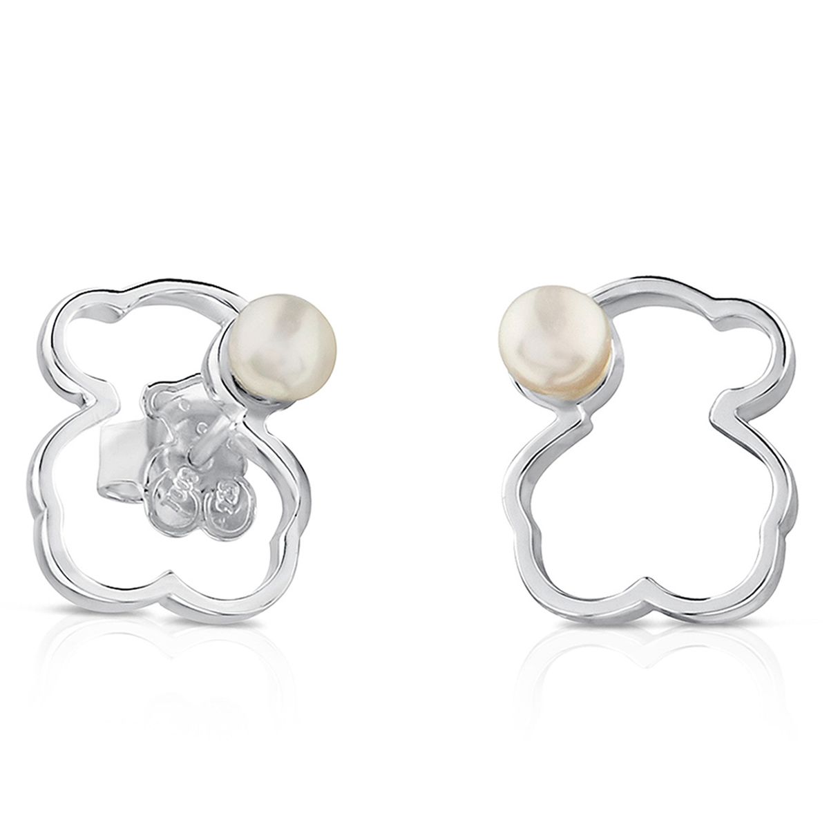 TOUS - Aros Silueta De Plata Con Perla Mujer Tous