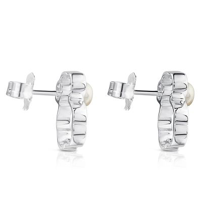 Imagen 2 del producto Aros Silueta De Plata Con Perla Mujer