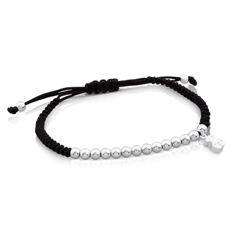 TOUS - Pulsera Hiper Micro De Plata Y Cordón En Color Negro Mujer Tous