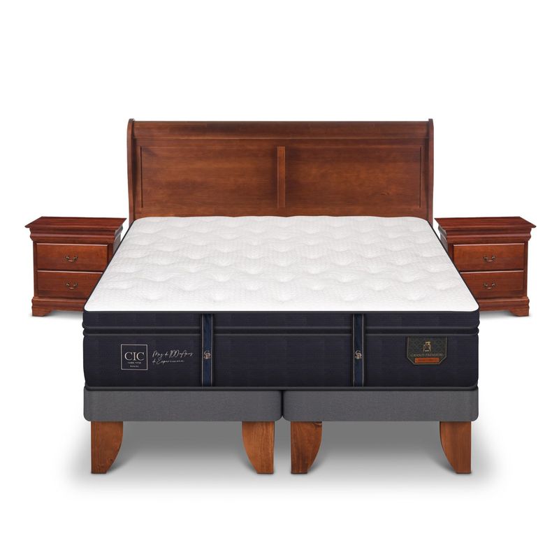 CIC - Cama Europea Grand Premium 2 Plazas Base Dividida 150X200 Cm + Muebles Miro Cic