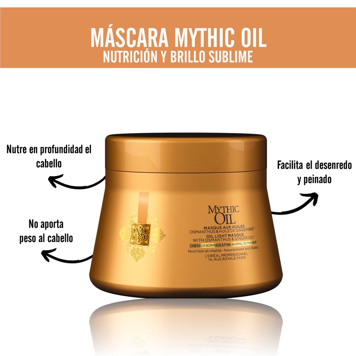 LOREAL PROFESSIONNEL - Máscara Nutrición y Brillo Mythic Oil 200Ml L`Oreal Professionnel