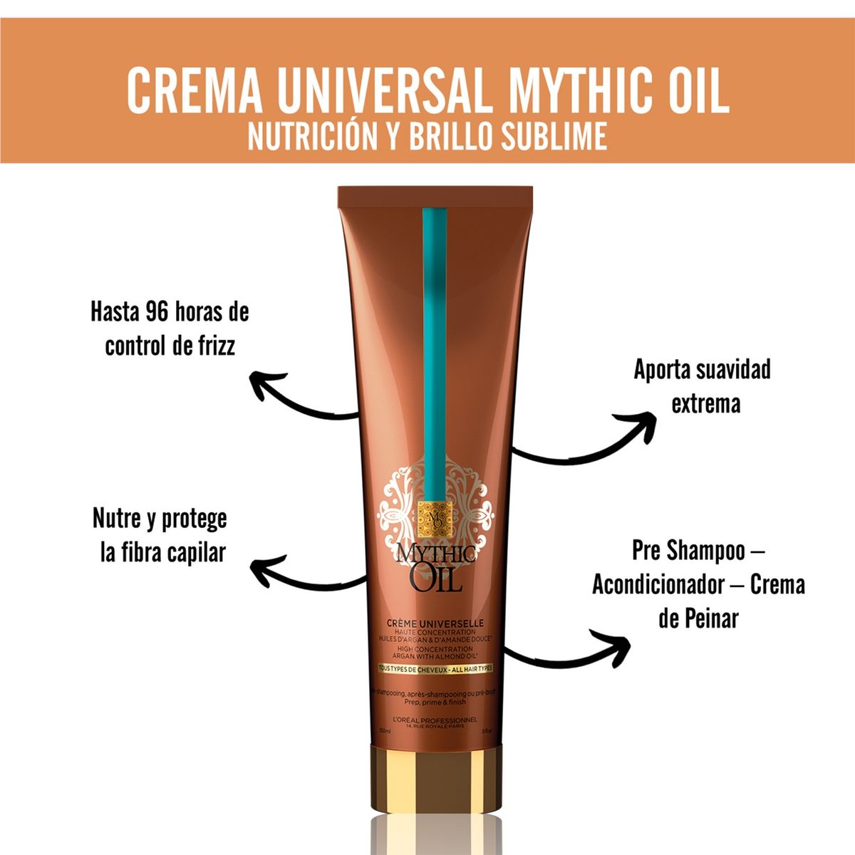 LOREAL PROFESSIONNEL - Crema Universal Nutrición y Brillo Mythic Oil 150 ml Loreal Professionnel