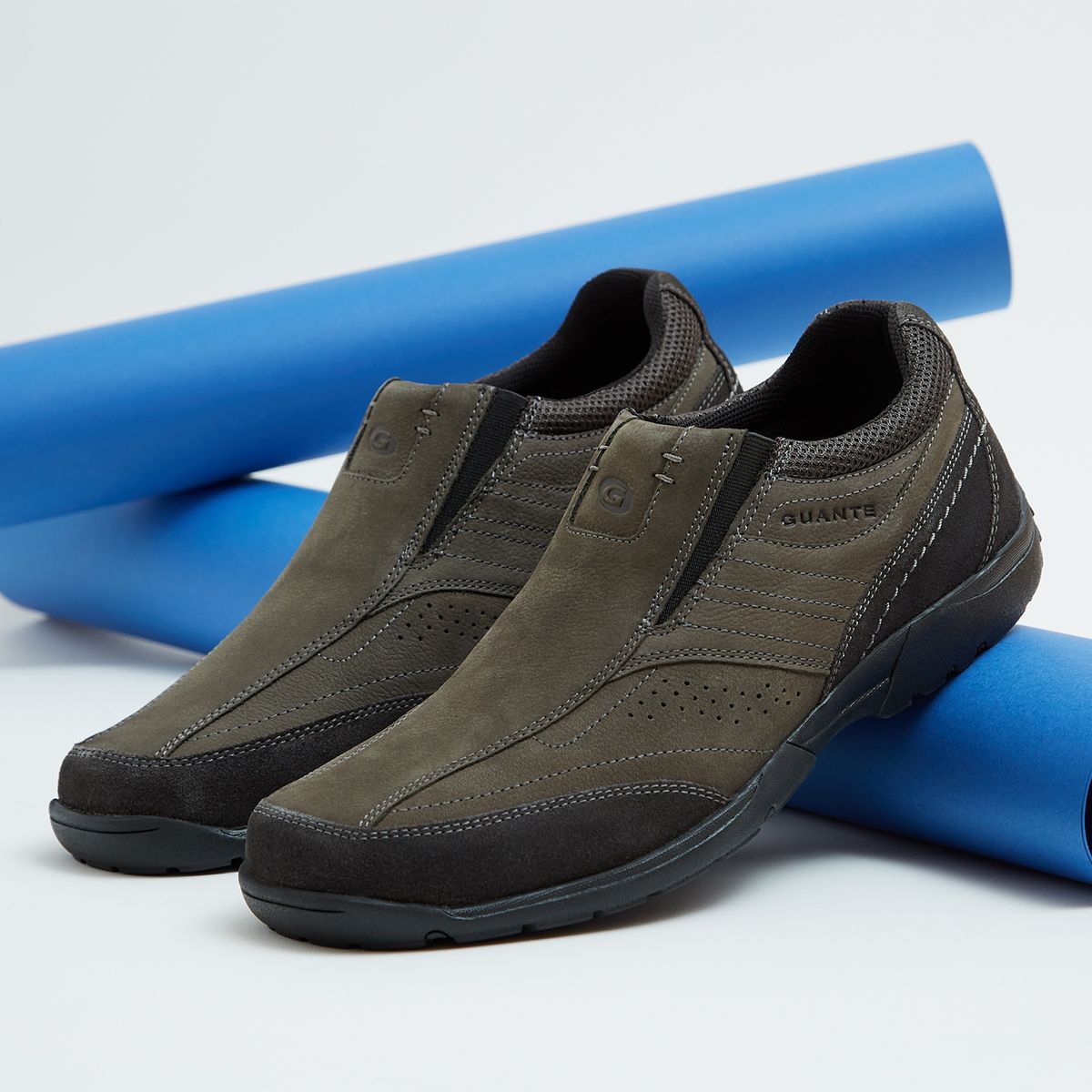 GUANTE - Zapato Casual Hombre Cuero Gris Guante