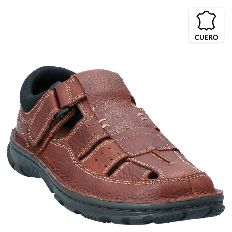 Sandalia Hombre Cuero Café