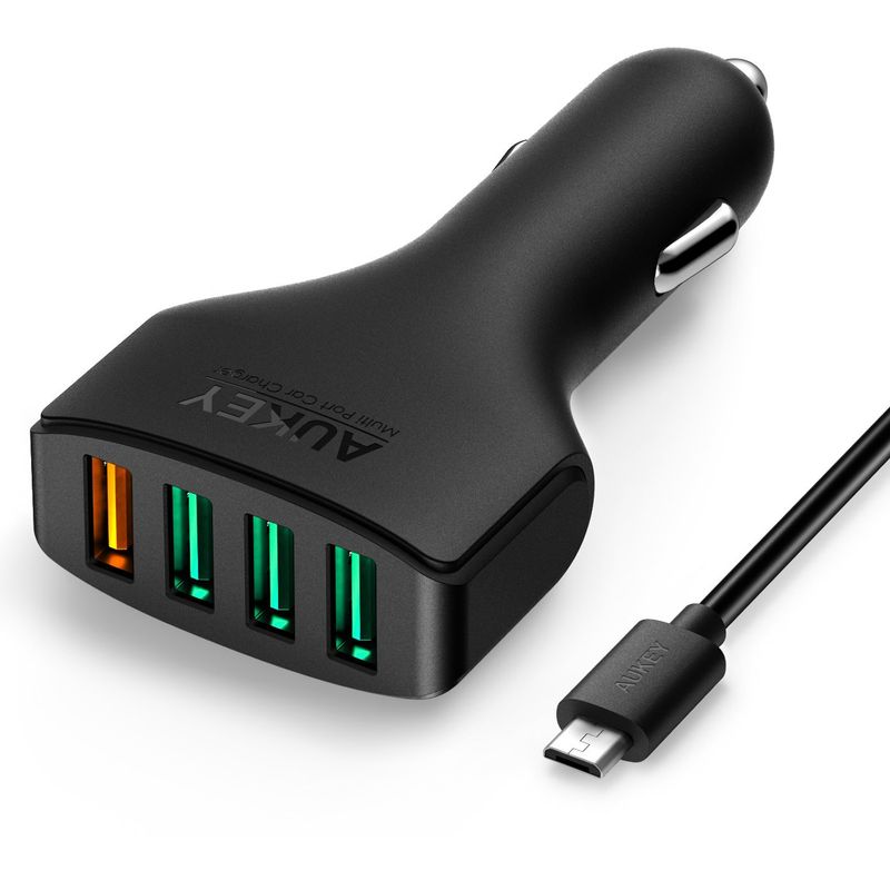 AUKEY - Cargador con 4 puertos USB con Carga Rápida 3.0