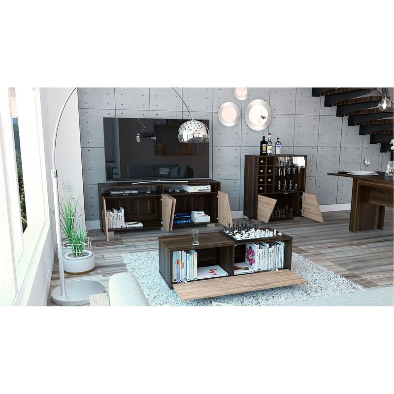 TUHOME - Rack TV 70" + Bar + Mesa de Centro Fraktal Tuhome