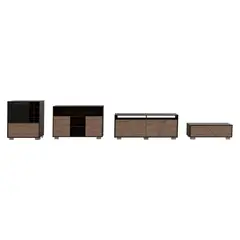 TUHOME - Rack TV 70" + Biblioteca + Bar + Arrimo + Mesa de Centro Fraktal