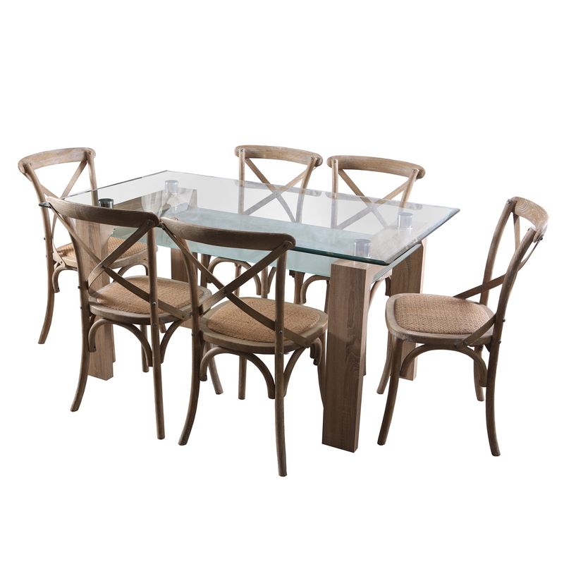 SPAZZIO - Juego de Comedor  Prisma Natural 6 Sillas Retro Spazzio