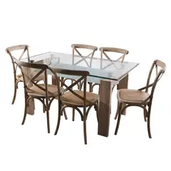 SPAZZIO - Juego de Comedor Prisma Natural 6 Sillas Retro