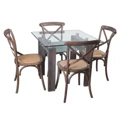 SPAZZIO - Juego de Comedor Prisma Albayalde 4 Sillas Retro