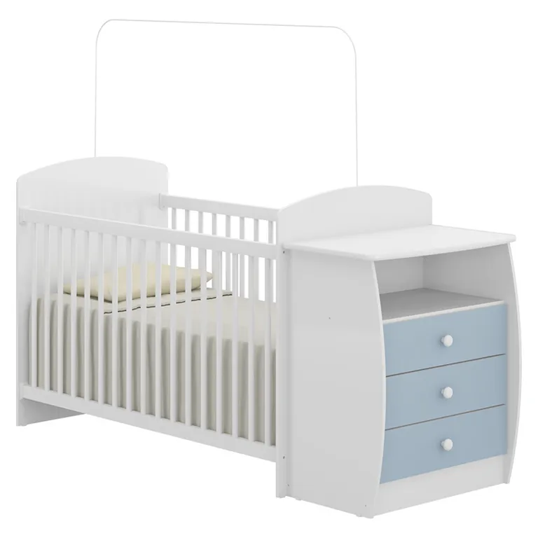 KIDSCOOL Cuna Con Cómoda Mudador Bambini Celeste